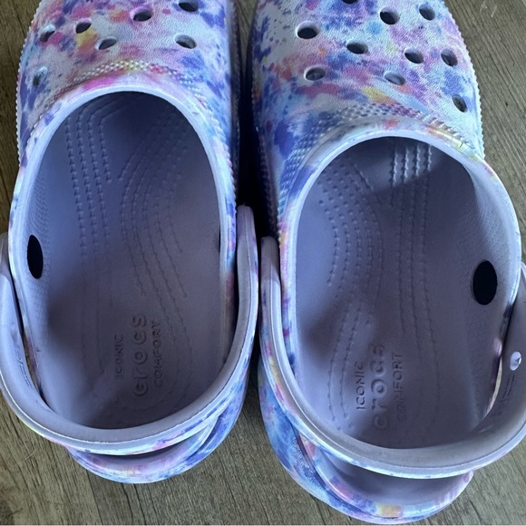 Crocs Classic Platform Slip On Clog Purple Pink Tie Dye - Picture 8 of 10